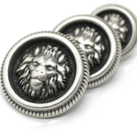Antique Silver Metal Buttons - 12 Pcs - 3 Size Options - Lion Round Metal Shank Buttons Vintage for Men Women Blazer Coat Uniform Shirt Suit and Jacket Sewing Craft DIY N12801