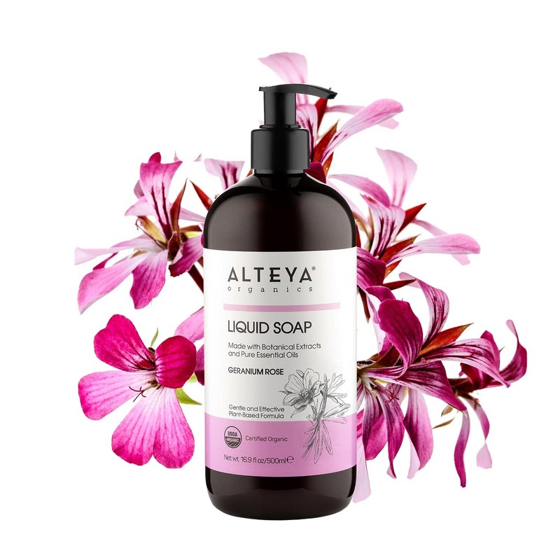 Alteya Organic Liquid Soap Geranium Rose 500 ml - USDA