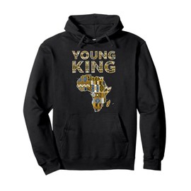 African Attire Kids Tee Black African King Boys Kente Cloth Pullover Hoodie