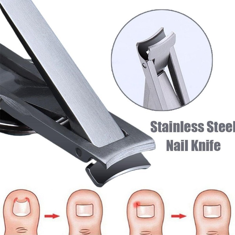 Silver Stainless Steel Nail Clippers Folding Practical Multifunctional Household Scissors