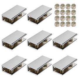 LC LICTOP Zinc Alloy Rectangle Glass Shelf Brackets for 0.24" to 0.39" Glass 8pcs