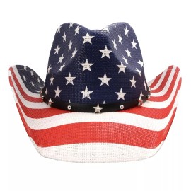 Western USA American Flag Cowboy Hat Classic Western 4th of July New