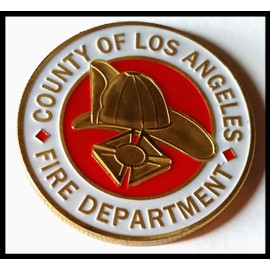 Los Angeles County Fire Department Firefighter Colorized Challenge Art Coin