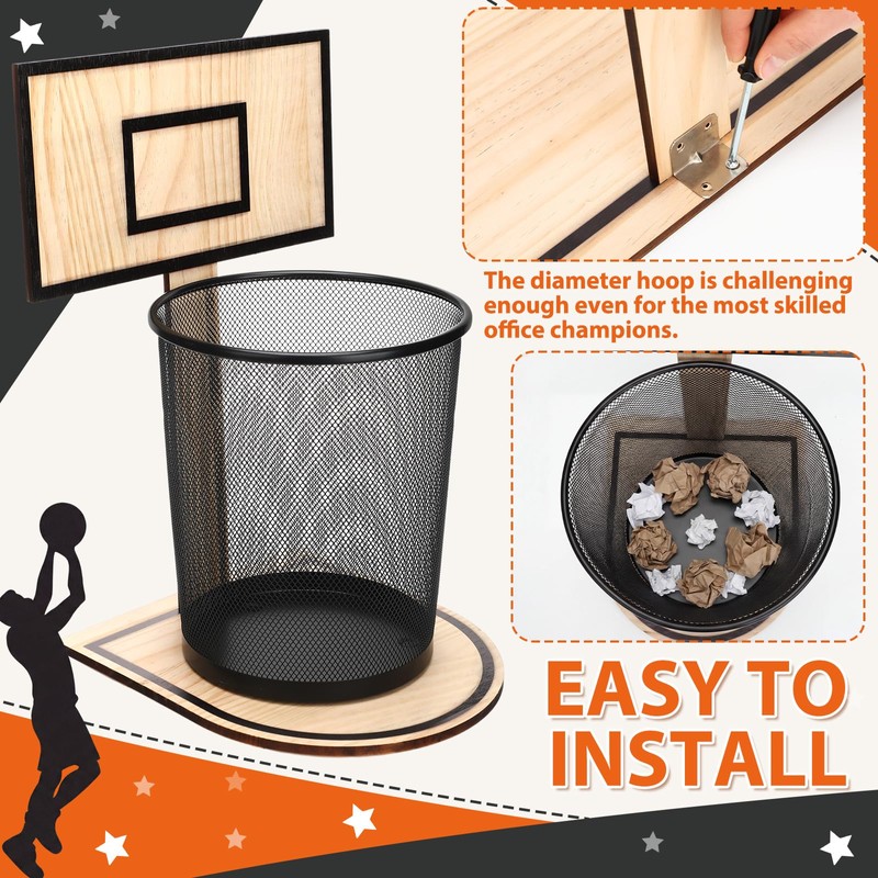 Patelai 2 Pcs Basketball Trash Can Basketball Hoop Trash Can,