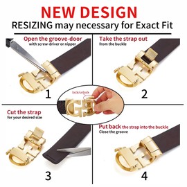 ARIMIA Fashion Diamond Mens Real Leather Ratchet Belt Black Adjustable Length Full Grain Soft Genuine Cowhide Strap Wide, Gold Brown St1, Adjustable from 26" to 46" Waist