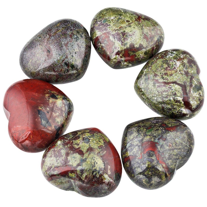 Rockcloud Healing Crystal 1.6 inches Dragon Blood Stone Heart Love