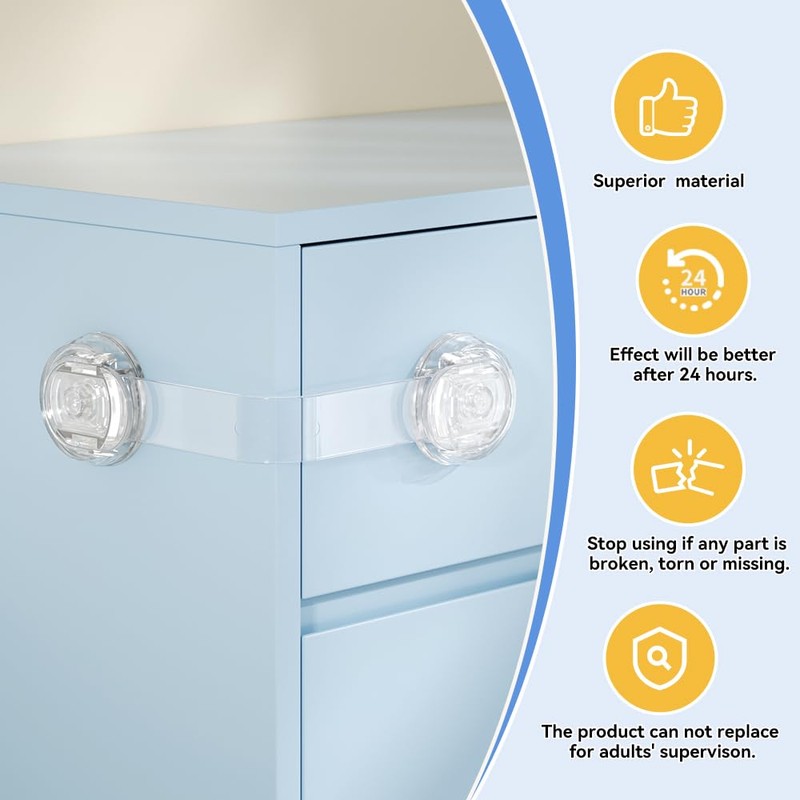 SAFELON 6 PCS Child Safety Locks, Cupboards Straps Locks, Baby