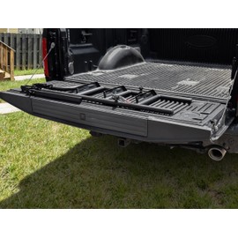 KEWISAUTO 42" Foldable Pickup Truck Tailgate Ladder with Grab Handle, 360° Rotatable Heavy Duty Folding Tailgate Step Ladder with Handrail for Ford F150, Dodge RAM 1500 etc. Pickup Truck Accessories