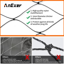 AnExer Cat Net for Balcony, 8 x 3 m, Balcony Net for Cats, Dogs, Pets, Cat Net, Window, Balcony Net, Nylon Multifilament, Robust, Durable, UV and Weatherproof, Balcony Net (Black)