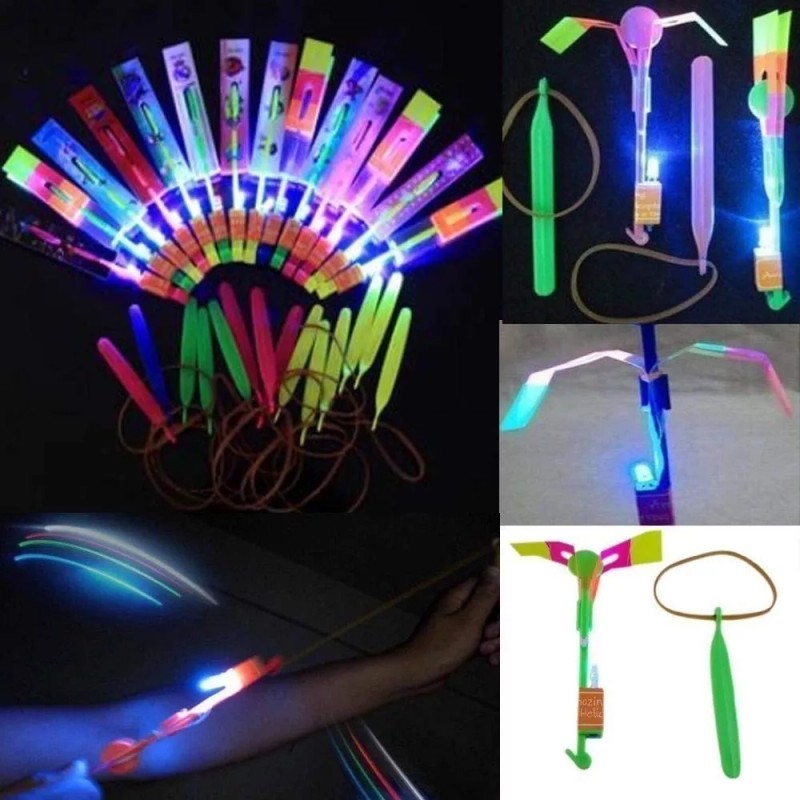 Mytoys and Gift 5/pk Led Light Up Glowing Slingshot Helicopter