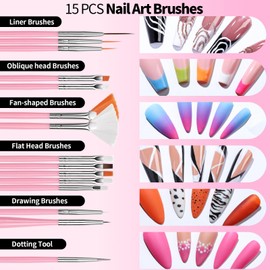 FANDAMEI Nail Design Tools, Nail Art Tools, Nail Brush, Nail Art Kit With Nail Stand, Nail Holder For Painting Nails, Nail Art Brushes, Nail Dotting Tool, Nail Art Palette, Nail Tools For Nail Art