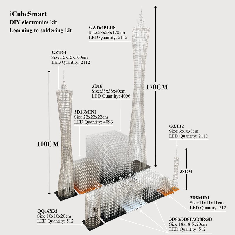 iCubeSmart Mini 3D Led Cube DIY Electronics Kit Soldering Project