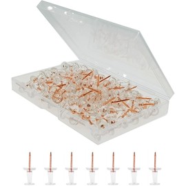 Push Pins, 100pcs Thumb Tacks Clear Gold Push Pins Map with Organizing Container for Home Office Craft Projects