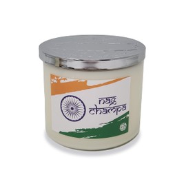 Nag Champa Candle ~ Highly Scented Large 3-Wick Candle ~ Soy and Coconut Wax Blend ~ Flag of India ~ Great Gift for Indian Friends and Family ~ Indian Flag