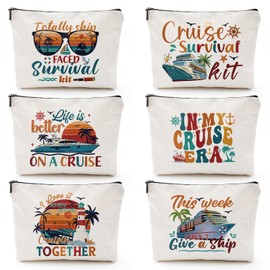 Sitsink Makeup Bag for Women Gifts Chinoiserie Cruise Bag Travel Souvenir, white, Cruise Travel