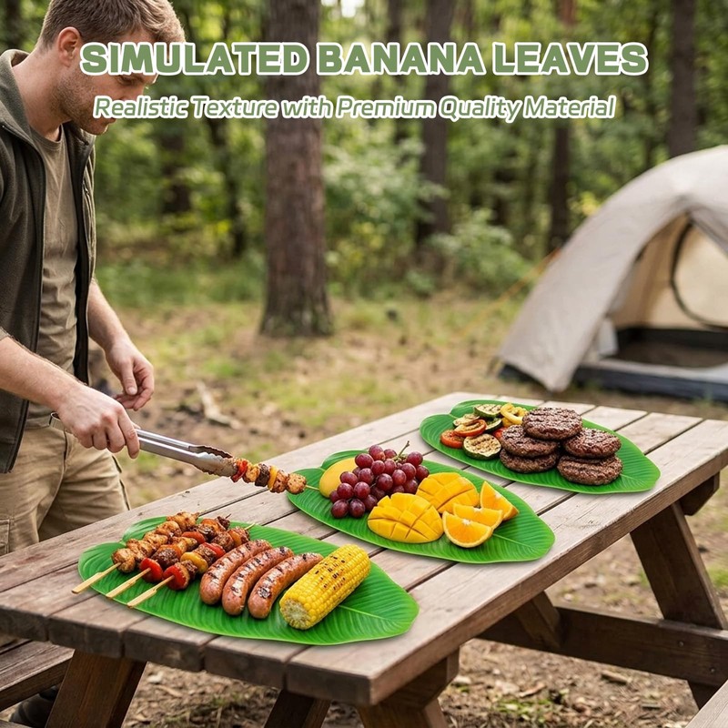 16-Pack 15 * 8inch Artificial Banana Leaf Table Runners,Banana Leaves