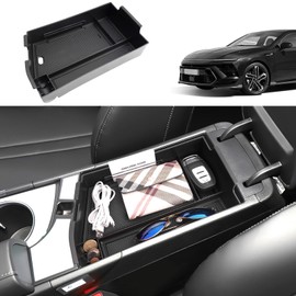 Coleya 2024 Sonata Center Console Organizer for Hyundai Sonata (SEL/N Line), Durable ABS Plastic&Rubber 2024 Sonata Console Tray Insert Armrest Organizer 2024 Sonata Accessories (with Black Mats)
