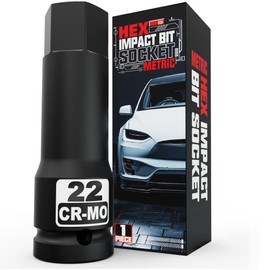 Aiourx 1/2" Drive 22 mm Hex Bit Metric Socket, H22 Allen Bit Socket, Premium Cr-Mo Steel, for Removing Loosening Hexagon Bolts