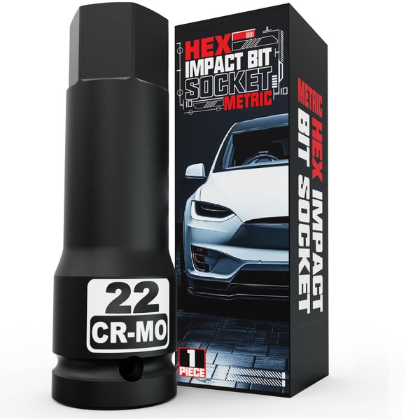 Aiourx 1/2" Drive 22 mm Hex Bit Metric Socket, H22