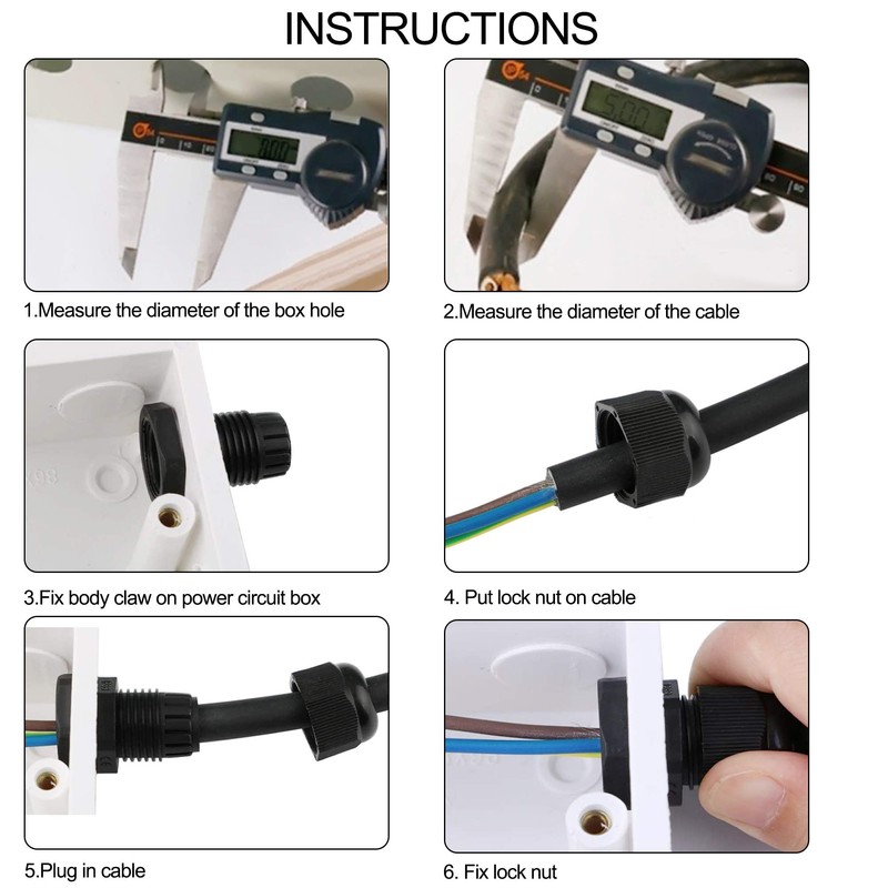 Cable Gland Set Plastic Cable Glands Adjustable PG7 Waterproof Closure