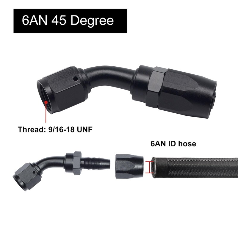 TunePro 6AN Hose End Fitting 45 Degree Swivel for CPE