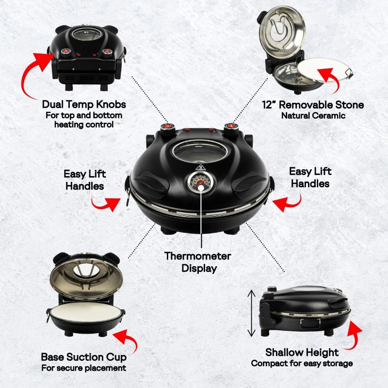 Granitestone Piezano Indoor/Outdoor Portable Electric Pizza Oven w Ceramic Stone