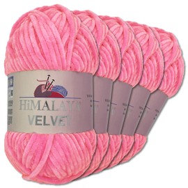 Frida's Wollhaus Himalaya 5 x 100 g Velvet Chenille Wool Handmade Amigurumi 42 Colours (90009 | Pink)