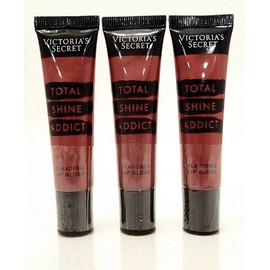 3 VICTORIA'S SECRET FLAME TOTAL SHINE ADDICT FLAVORED LIP GLOSS .46oz LOT OF 3