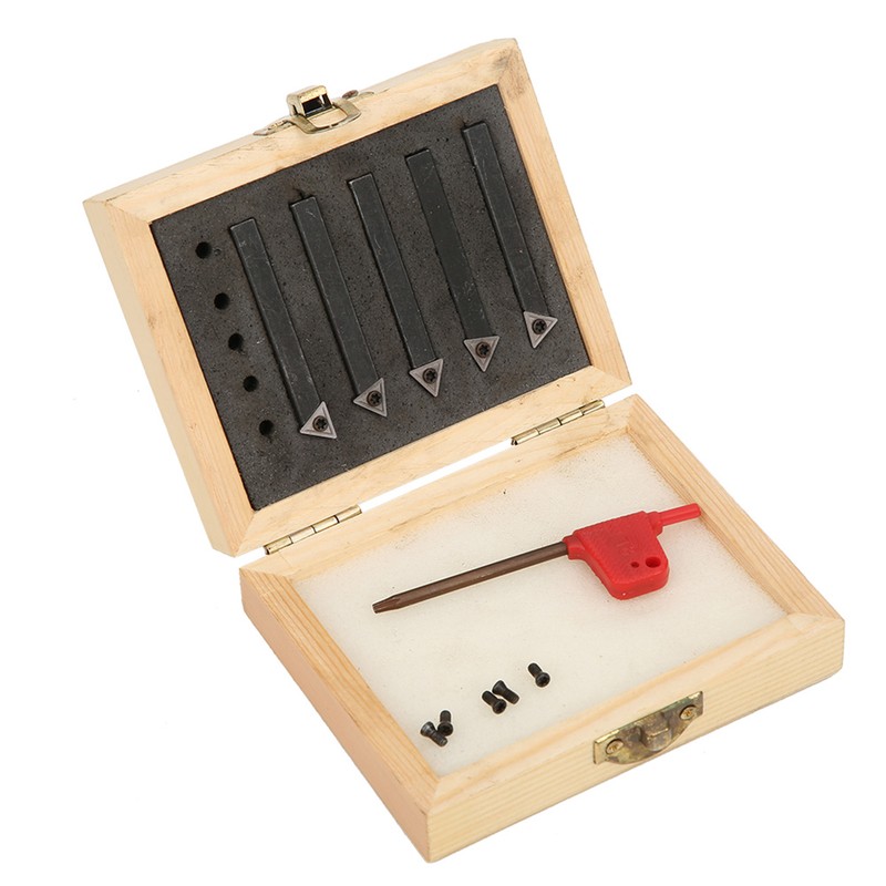 5Pcs 1/4in Indexable Turning Tool Set Cemented Carbide Machining Lathes
