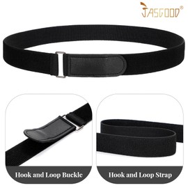 JASGOOD Women No Show Stretch Belt Invisible Elastic Hook and Loop Strap Belt for Jeans Pants Dresses(Black)