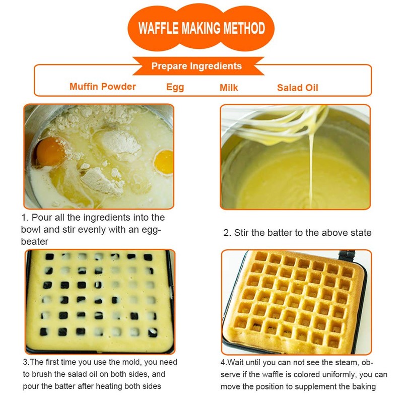 Belgian Cast Aluminium Non-Stick Waffle Iron for Gas Cooker Waffle