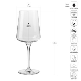 Krosno Red Wine Glasses, Set of 4, 16.91 oz, Infinity Collection, Classic Elegant Shape, Premium Glass, Lead-Free, Dishwasher Safe, Made in Europe