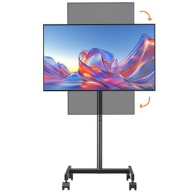 Afaloona Rolling TV Stand for 13-55 Inch TVs up to 44 lbs, Mobile TV Stand on Wheels with Tilt, Portrait to Landscape, Portable TV Cart with Wheels for Bedroom, Office, Outdoor, Max VESA 200×200mm
