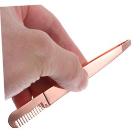 Baluue 4pcs Eyebrow Tweezers with Precision Slanted Tip and Comb End for Facial Hair Removal and Brow Shaping Ergonomic Design for Women