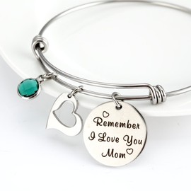 Meiligo Stainless Steel from Daughter Jewelry Remember I Love You mom Key Chain Bracelet (Bracelet)