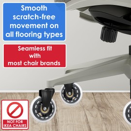 Innovative Haus Premium Office Chair Wheels Replacement Set of 5 - Heavy Duty 3'' Clear Caster Wheels for Carpet & Hardwood Floors - Universal Fit, Quiet & Smooth Rolling - No Desk Floor Mat Needed