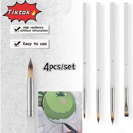 6PCS/Set Nylon Hair smoothly Brush Paint by numbers Art Materials:_Outlining Brushes Green