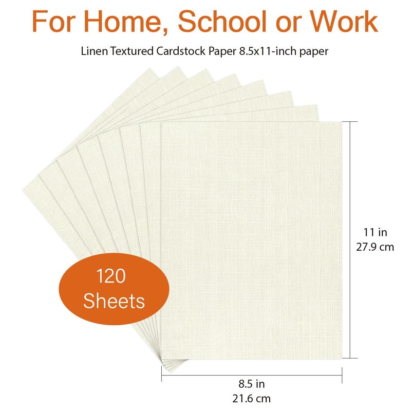 120 Sheets Linen Textured Cardstock Paper for Printing, Premium Thick