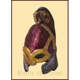 Miniature Aluminium Decorative Glasses Helmet Red with Comb Medieval LARP Viking