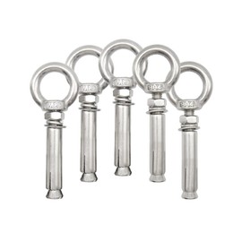 Hocansen 5Pcs Concrete Eye Bolt M8x80mm Expansion Eyebolt Eye Nut Screw with Ring Expansion Screw Anchor Lifting Ring Stainless Wall Closed Hook Anchors for Engineering (PZ/M8*80)