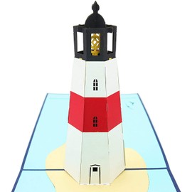 PopLife® Lighthouse Island 3D Pop Up Greeting Card for All Occasions - Travellers, Coastal and Adventure Lovers - Folds Flat for Mailing - Birthday, Mother’s Day, Graduation, Retirement, Anniversary