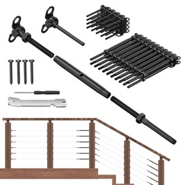 PLANTOP 20 Pairs 1/8" Black Cable Railing Kit, T316 Stainless Steel 180°Adjustable Angle Swage Toggle Turnbuckle Hardware for 2"x2", 4"x4" Wood Posts, Deck Stair Cable Railing Wire Railing Kit, MY25