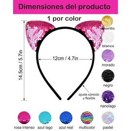10 Orejas De Gato, Diademas Gato Estilo Cosplay Fiestas Regalos, Multicolor