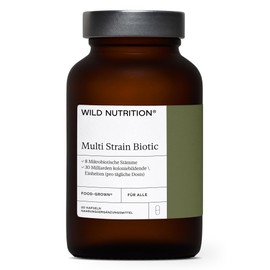 WILD NUTRITION Food-Grown® Multi Strain Biotic | Probiotika für die Darmgesundheit aus 30 Milliarden lebenden Bakterien | Lactobacillus, Acidophilus, Bifidobacterium | 30 Kapseln