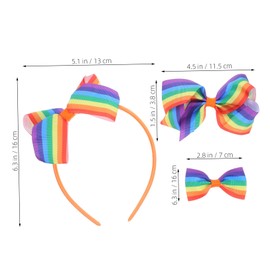 Zerodeko 4pcs Comfortable Striped Rainbow Headband Bowknot for Women Girls Pride Parade Party Favor