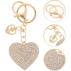 minkissy Llavero Corazón Brillante Con Diamantes De Imitación Para Mujer Llavero Para Bolsos O Mochilas Accesorio Decorativo Y Práctico De Aleación 4.01X1.65X0.78In