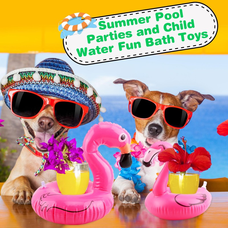 Octaday 20 Pcs Inflatable Flamingo Drink Holders for Pool Party