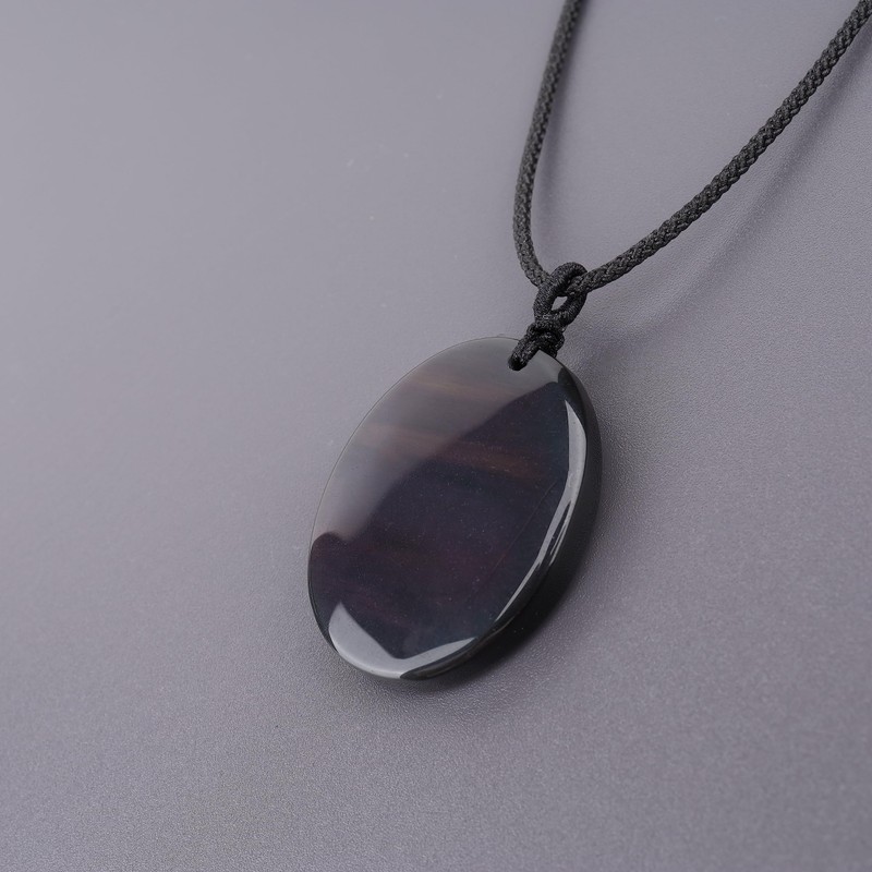 coai Mens Black Obsidian Stone Dragon Amulet Pendant Necklace