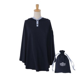 DORACO Nursing Cape with Drawstring Bag, Poncho, UV Protection, 360° Safe, Hooded, Nursing Cover, Nursing Clothes, Nursing Stall, Baby Shower, Gift, Brand, Doraco First (Navy x Line Blue)