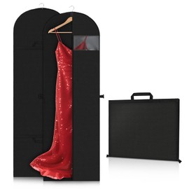 2 PCS Kleidersack Lang 180 cm, Faltbare Kleiderhülle, Atmungsaktive Kleidersäcke mit Griffen für Brautkleider Abendkleider Mantel | Schützt vor Staub, Feuchtigkeit & Motten(180×60 cm）